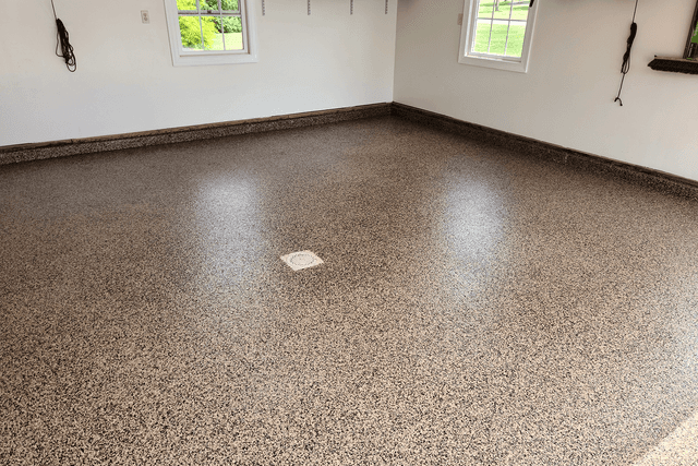 Garage coated in epoxy flooring