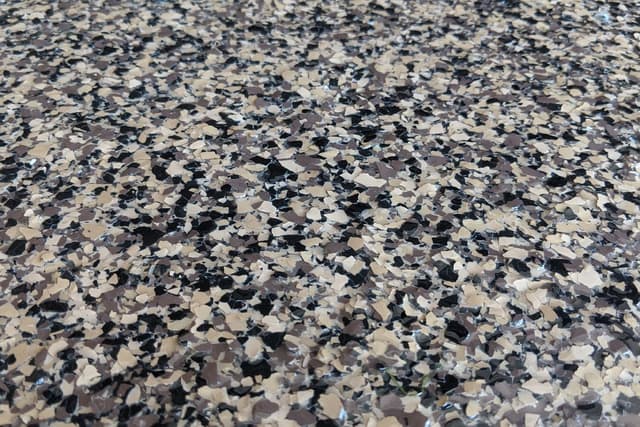 Floor coated in chocolate flake epoxy